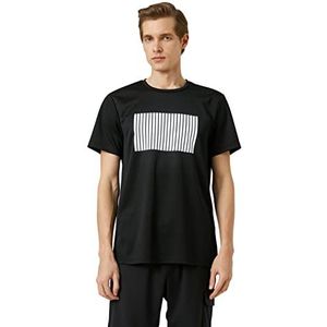 Koton Heren gestreept sport crew neck korte mouw T-shirt, zwart (999), XXL