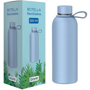 ‎DOHE - Thermosfles van roestvrij staal, 500 ml, houdt 24 uur koud, 12 uur warm, BPA-vrij, luchtdichte sluiting en draaggreep, blauw