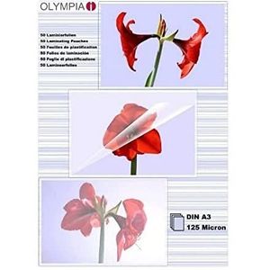 Olympia 9175 Lamineerfolie, 125 Micron, DIN A3, Transparant, 50 Stuks