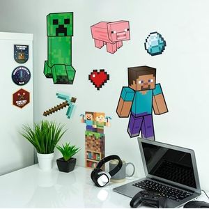 Paladone Minecraft stickers, verwijderbare vinyl muurstickers, 4 vellen