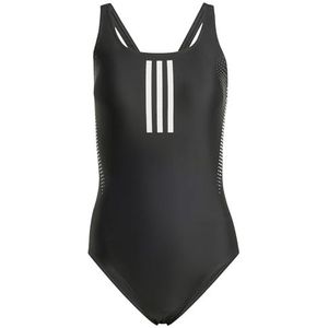 adidas Dames 3 strepen rubberen grafisch badpak, 32, Zwart, 164