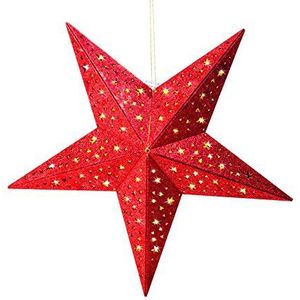 CHRISTmaxx Houten LED Ster met Glitter Finish, rood, 60x60x20 cm