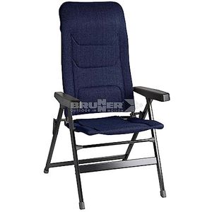 Brunner 0404002N.C51L Rebel PRO Klapstoel voor camping, tuin, terras van aluminium, 5-voudig verstelbaar, met belastbaarheid tot 150 kg, hoge rugleuning, zwart, nachtblauw, L