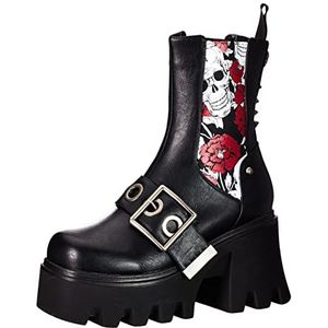 LAMODA - Timeless Chunky Platform enkellaarzen, EU 38, Black Skull, 38 EU