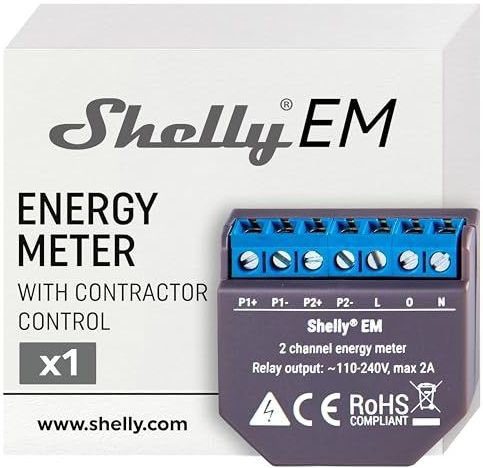 Shelly - EM - Wi-Fi Energieteller - 2 Kanalen - Hoge Precisie - Compatibel met Alexa en Google Home
