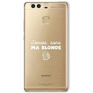 Zokko Beschermhoes voor Huawei P9 Jamais zonder Mijn Blonde – zacht transparant inkt wit