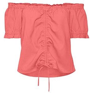 VERO MODA Vmmymilo Ss Offshoulder Short WVN Ga Top voor dames, Georgia Peach, XS