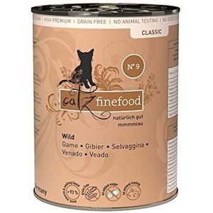 catz finefood N° 9 Wild fijne kost kattenvoer nat en verfijnd met aardappel & paarsbessen, 6 x 400 g blikken