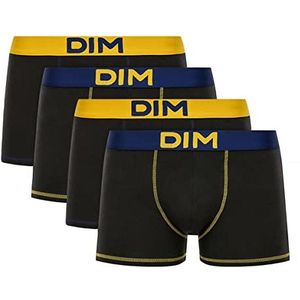 Dim Boxershorts voor heren, mix en kleuren, katoen, stretch, 4 stuks, zwart/saffraangeel/marineblauw/zwart saffraangeel/marineblauw, S