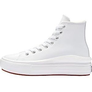 Converse Dames Chuck Taylor All Star Move Platform Foundational Leather Sneakers, wit/zwart/wit., 42 EU