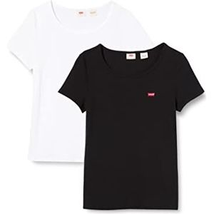 Levi's 2-Pack Tee T-shirt Vrouwen, White +/Mineral Black, XXS