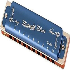 Fender® »MIDNIGHT BLUES HARMONICA« mondharmonica - Diatonisch - 10-gaten - stemming: D - Kleur: Blauw (Limited Edition)