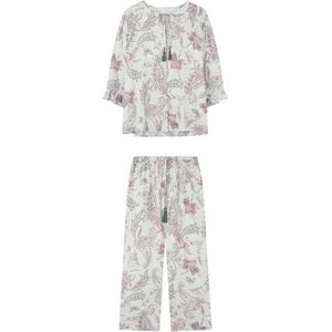 women'secret Paisley pyjama met korte mouwen, ruches, capribroek, Meerkleurig, XXL