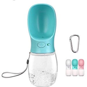 Draagbare drinkfles voor honden met waterdispenser voor huisdieren, antibacterieel, voor levensmiddelen, het testen van honden, reizen, drinken voor drinkflessen, voor buiten, (350 milliliter, blauw)