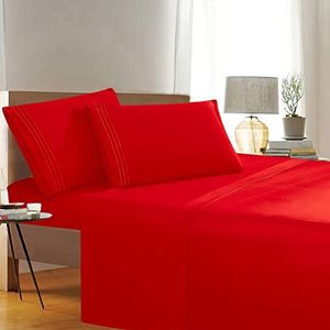 Elegant Comfort Draaddichtheid 1500, kreuk- en vervagingsbestendig Egyptische kwaliteit 4-delige lakenset ultrazachte luxe lakenset inclusief plat laken, hoeslaken en 2 kussenslopen