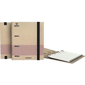 Unipapel Carpebook, 4 ringen, milieuvriendelijk, A5, met 90 gerecyclede bladeren, 90 g, geruit, 5 x 5 cm, kleurlint, uninature concept paars, FSC-gecertificeerd, 4 stuks