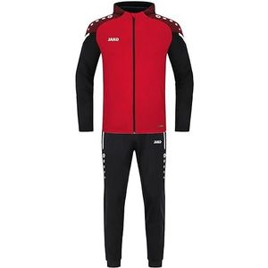 JAKO - Polyester Prestatietrainingspak Met Capuchon, Uniseks-Volwassene, Rood Zwart, XL