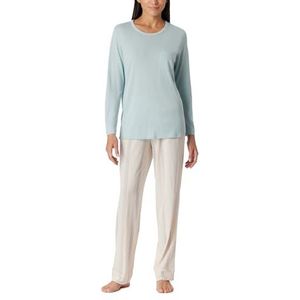 Schiesser Damespyjama set lang katoen modal-nachtkleding pyjamaset, Bluebird_181237, 50, Bluebird_181237, 50