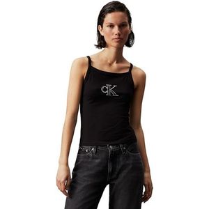 Calvin Klein Jeans Geschetste Ck Strappy Tanktop voor dames, zwart., L