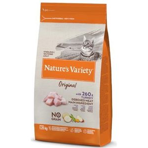 Nature's Variety Original No Grain - Droogvoer voor volwassen katten gesteriliseerd - graanvrij met kalkoen zonder botten - 1,25 kg