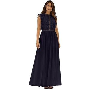 Apart avondjurk met halter-achtige bandjes, nachtblauw, 34