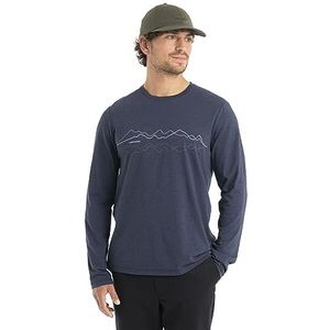 Icebreaker T-shirt met Lange Mouwen Central Classic Heren - Sport Top - Merino Wol T-Shirt - Midnight Navy, S