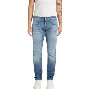 Replay - Grover Straight-Fit - Jeans - Medium Blue - 5-pocket met Rits Gulp