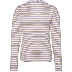VERO MODA Vmvio L/S High Neck Strip Blouse Girl Shirt met lange mouwen, Sneeuwwit/Stripes: goud-geel/violet - bea, 116 cm
