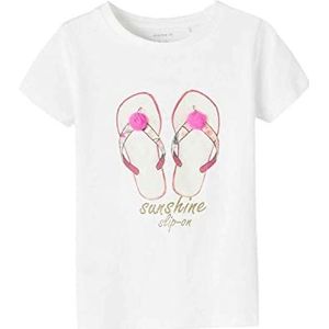 NAME IT Nmffransisca Ss Top Box T-shirt voor meisjes, wit (bright white), 110 cm