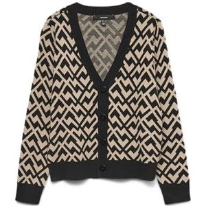 VERO MODA - VMARIA - Gebreid Vest - Beige / Zwart