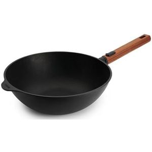 WOLL EcoLogic QXR Wok inductie met houten afneembare greep - Ø280mm - H 100mm - Zwart