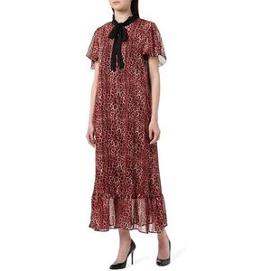LYNNEA Dames midi-jurk met luipaardprint 19223977-LY02, rood, S, Midi-jurk met luipaardprint, S