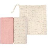 LÄSSIG Baby inbakerdeken spuugdeken inbakerdoek doek set van 2 katoen 60 x 60 cm/Swaddle & Burp Blanket M roze