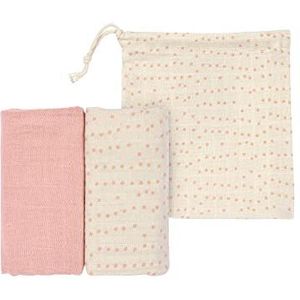 LÄSSIG Baby inbakerdeken spuugdeken inbakerdoek doek set van 2 katoen 60 x 60 cm/Swaddle & Burp Blanket M roze