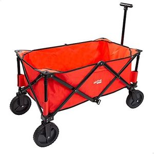 AKTIVE Strandwagen, opvouwbaar, rood, 4 wielen, afmetingen 107 x 49 x 91 cm, gewicht max. 60 kg, draagtas voor strand, camping, evenementen, eenvoudig op te bergen en te vervoeren, inclusief tas