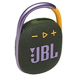JBL Clip 4 ; Draagbare bluetooth speaker met karabijnhaak, water; en stofbestendig, in het groen