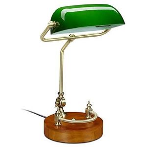 Relaxdays Bankierslamp groen - bureaulamp retro - notarislamp - vintage tafellamp