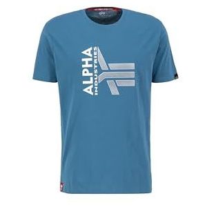 Alpha Industries Logo Rubber T T-shirt voor Mannen Vintage Marine