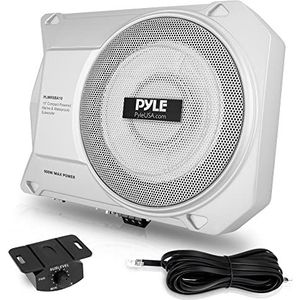 Pyle 10-Inch Low-Profile Amplified Subwoofer System - 900 Watt Compact Enclosed Active Marine Underseat Car Subwoofer with Built In Amp, Powered Car Subwoofer w/Low & High Level Inputs