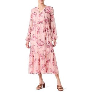 Vimadia Midi-jurk met V-hals, L/S, Zilver Roze/Aop: mesa Rose Tonal Flower, 36