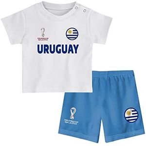 FIFA Unisex Kids Officiële Fifa World Cup 2022 Tee & Short Set - Uruguay - Away Country Tee & Shorts Set (pak van 1), Kleur: wit, 24 Maanden