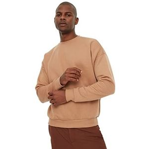 Trendyol Heren Plain Regular Sweater, Beige, S, Beige, S