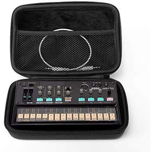 Analoge koffers GLIDE Case voor Korg Volca Series of soortgelijke synthesizers (draagtas van waterdicht synthetisch leer, met stevig rubberen handvat), Zwart