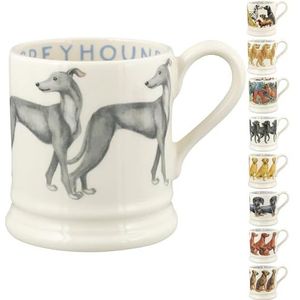 Emma Bridgewater Grote mok 1/2 pint, keramische koffiemok groot - aardewerk mok, cappuccino, latte, koffie, theekop - mooie mokken, verjaardagscadeau - koffiemok windhond