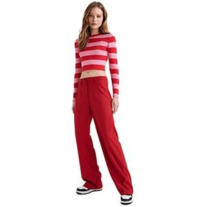 DeFacto Casual gebreide broek voor dames, joggingbroek - standaard pasvorm joggingbroek dames joggingbroek, joggingpak vrouw, rood, 36
