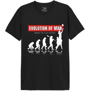 Republic of California ""Evolution of Rugby"" MEREPCZTS128 T-shirt voor heren, zwart, maat XXL, Zwart, XXL