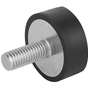 KIPP rubberen buffer K0571 zwart, cilindrisch met buitendraad M10X28, rubber van elastomeer-natuurlijk rubber 30 mm. 50mm zwart