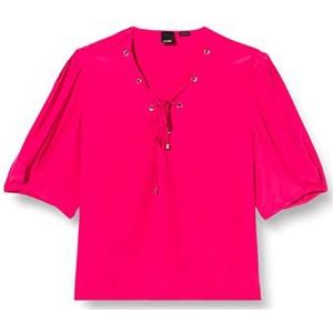 Pinko Benigno Blusa Crepe De Chine T-shirt voor dames, Wwe_Fuchsia Cozy, 38 NL