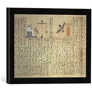 Ingelijst beeld van Egyptisch schilderij ""Osiris en wiegen van het hart/Egypt. Kunstdruk in hoogwaardige handgemaakte fotolijst, 40x30 cm, zwart mat