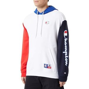 Champion Legacy Retro Sport Heavy Spring Terry Color Block Sweatshirt met capuchon voor heren, wit/marineblauw/rood/elektrisch blauw, XS